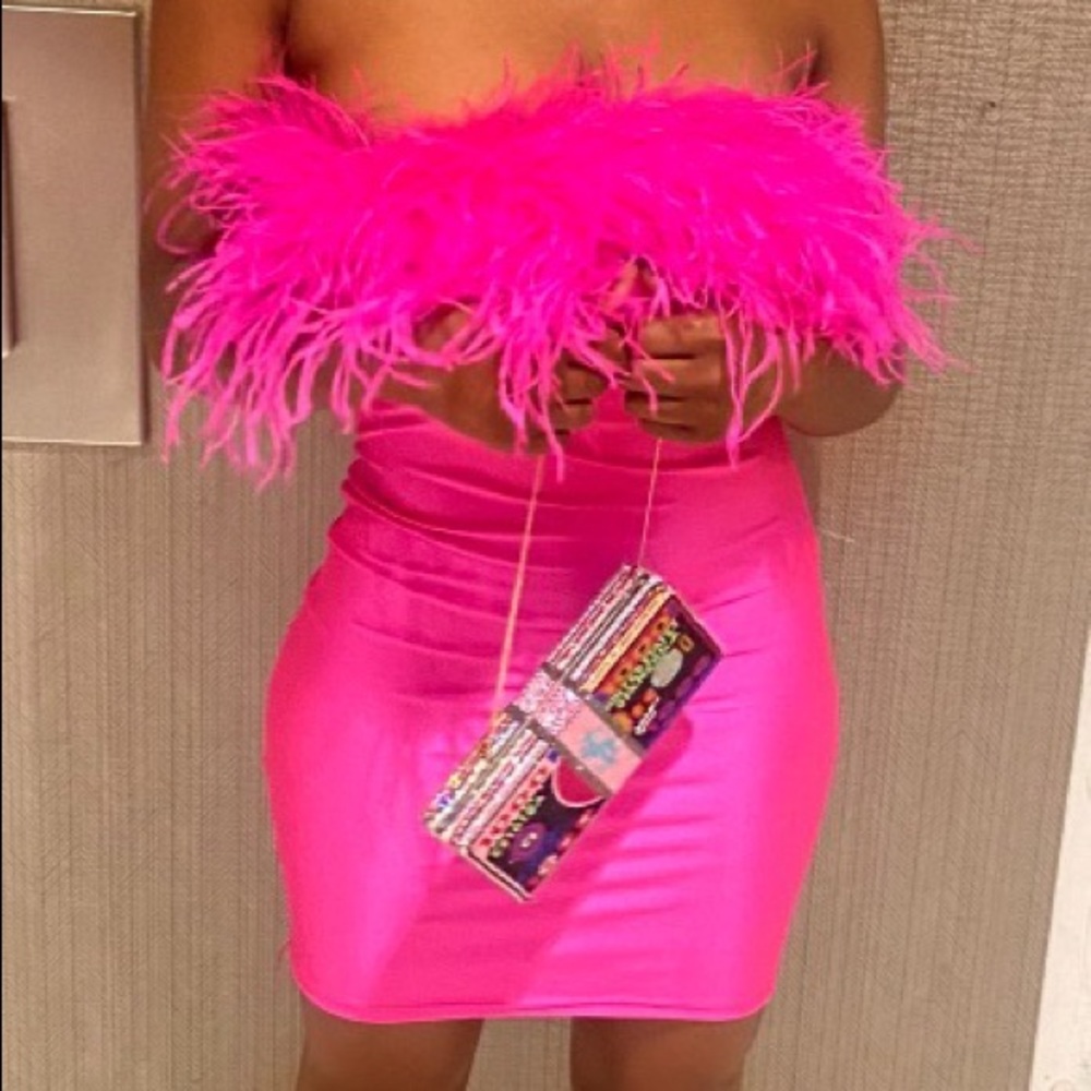Pink fur mini dress from King of Style
